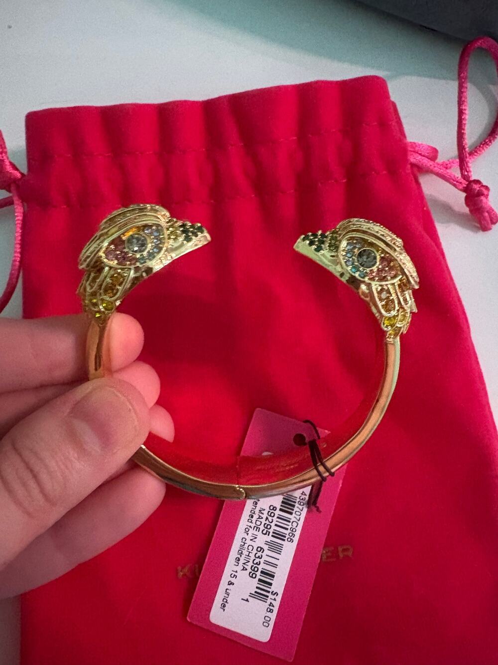 NWT Kurt Geiger double crystal eagle head gold bangle bracelet